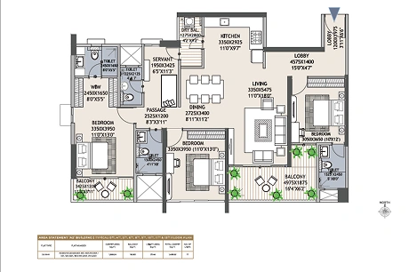 2 BHK residence floor plan layout