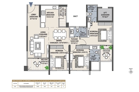 2 BHK residence floor plan layout